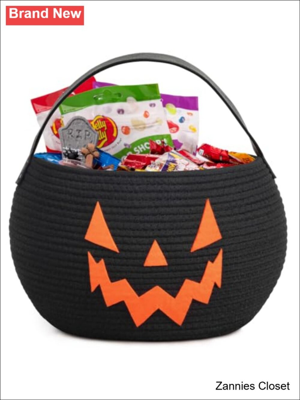 👻 Cotton Rope Pumpkin Basket Halloween Trick or Treat Bucket for Kids